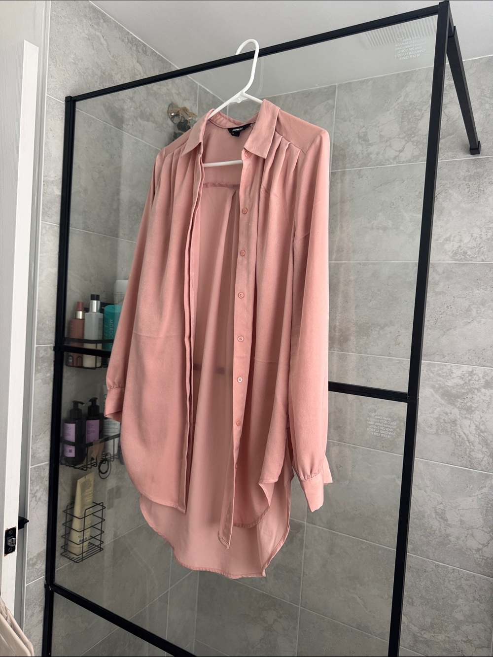 Express Dusty Rose Longline Button-Down Shirt